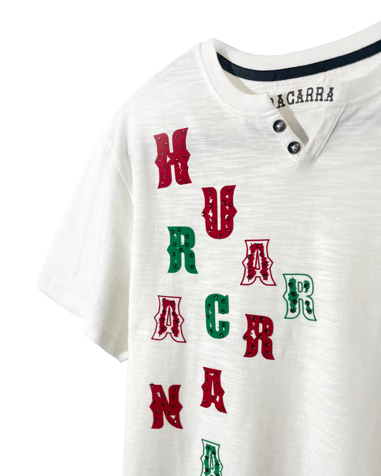 T shirt con botones Huracarrana verde y rojo