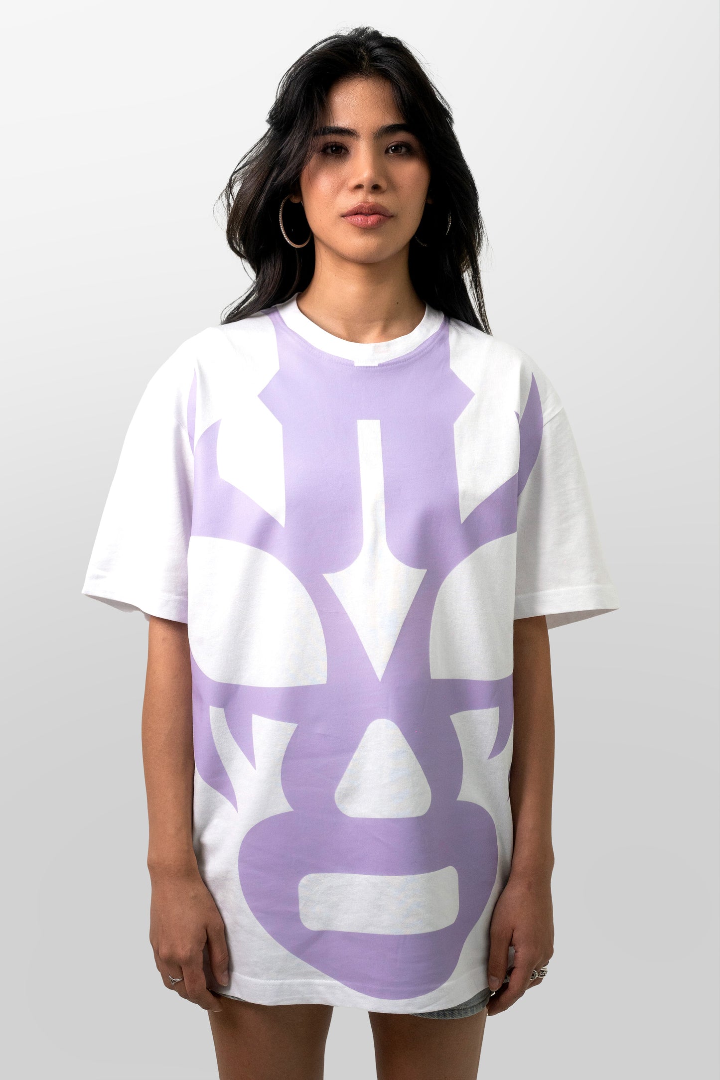T shirt blanca Máscara lila