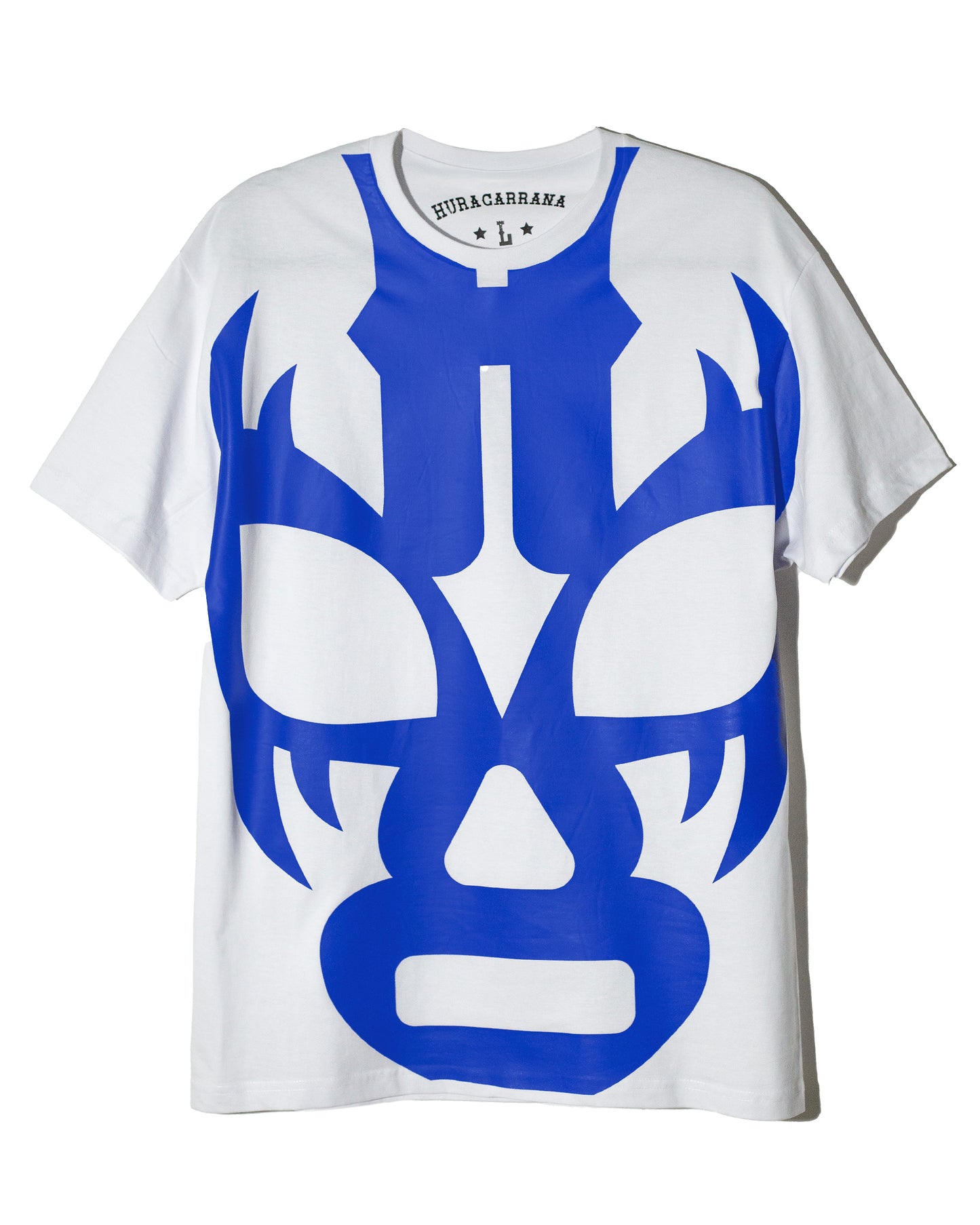 T shirt blanca Máscara azul