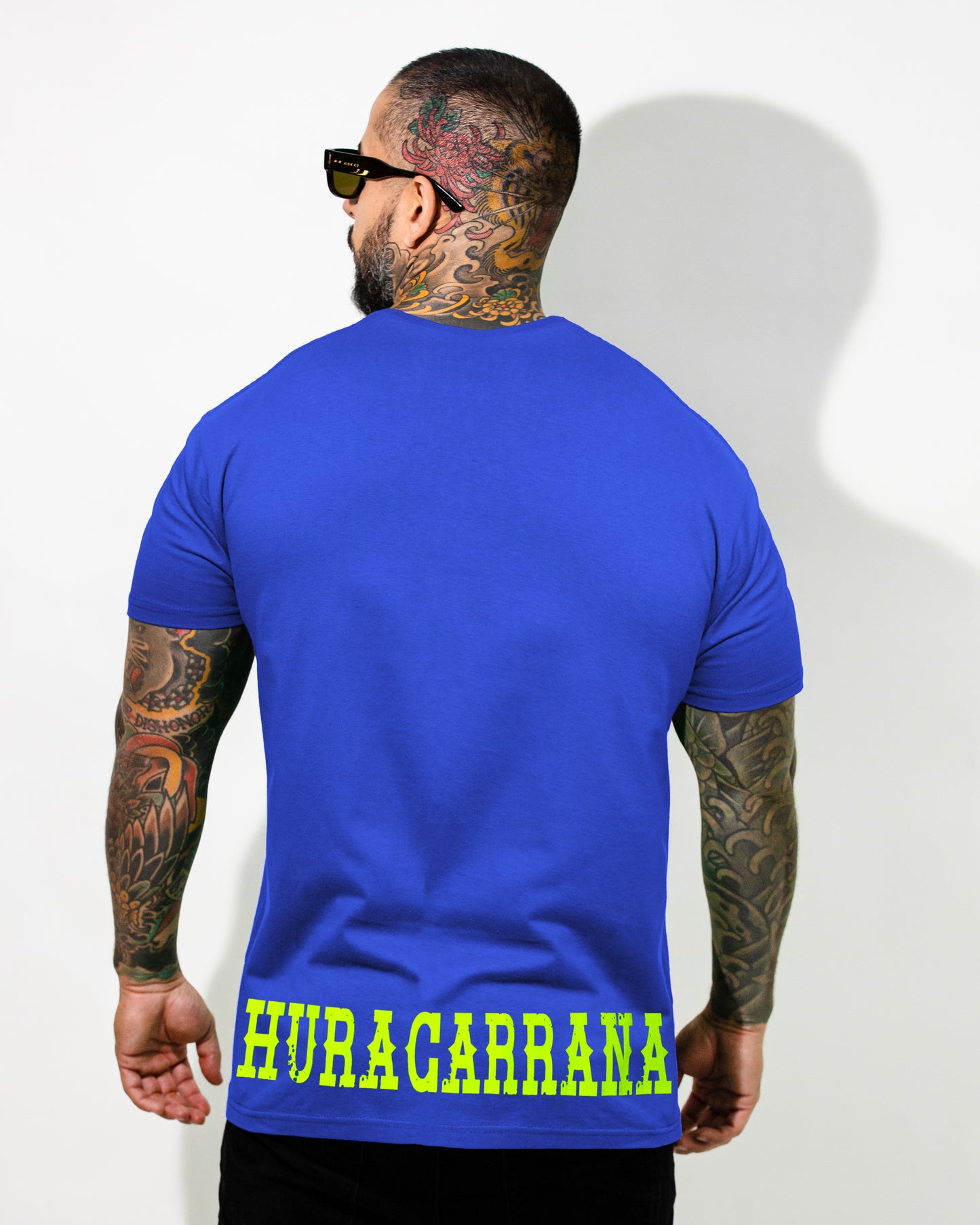 T SHIRT AZUL MÁSCARA NEÓN