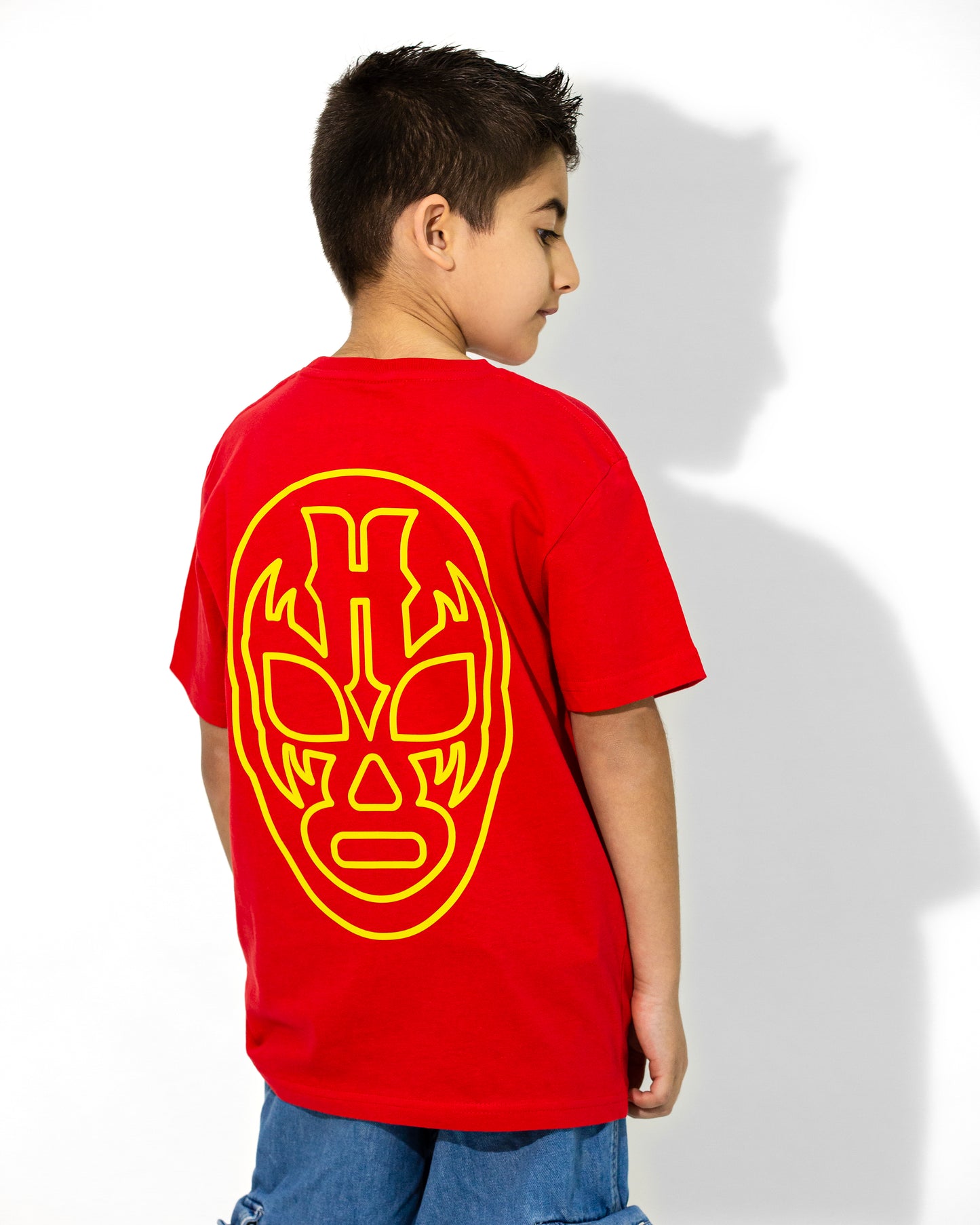 T SHIRT ROJA KIDS HURACARRANA CON MÁSCARA