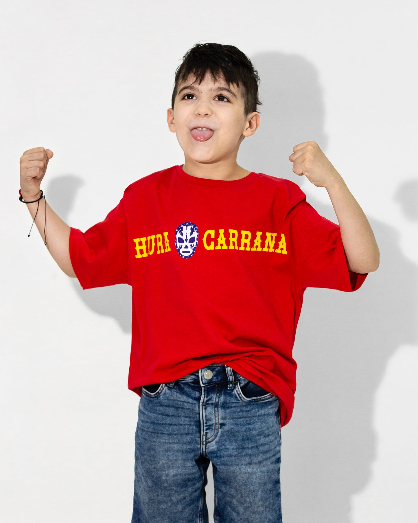T SHIRT ROJA KIDS HURACARRANA CON MÁSCARA