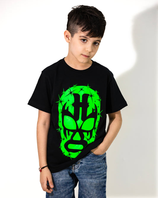 T SHIRT NEGRA KIDS HURACARRANA CON MÁSCARA