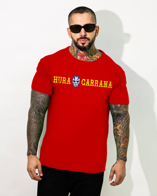 T SHIRT ROJA HURACARRANA CON MÁSCARA